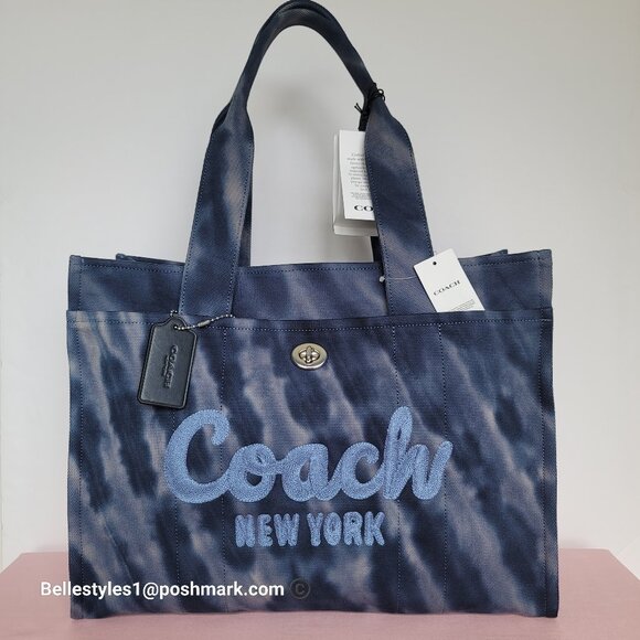 COACH Tie Dye Cargo 42 Canvas Large Tote -Midnight Navy color - Picture 9 of 16